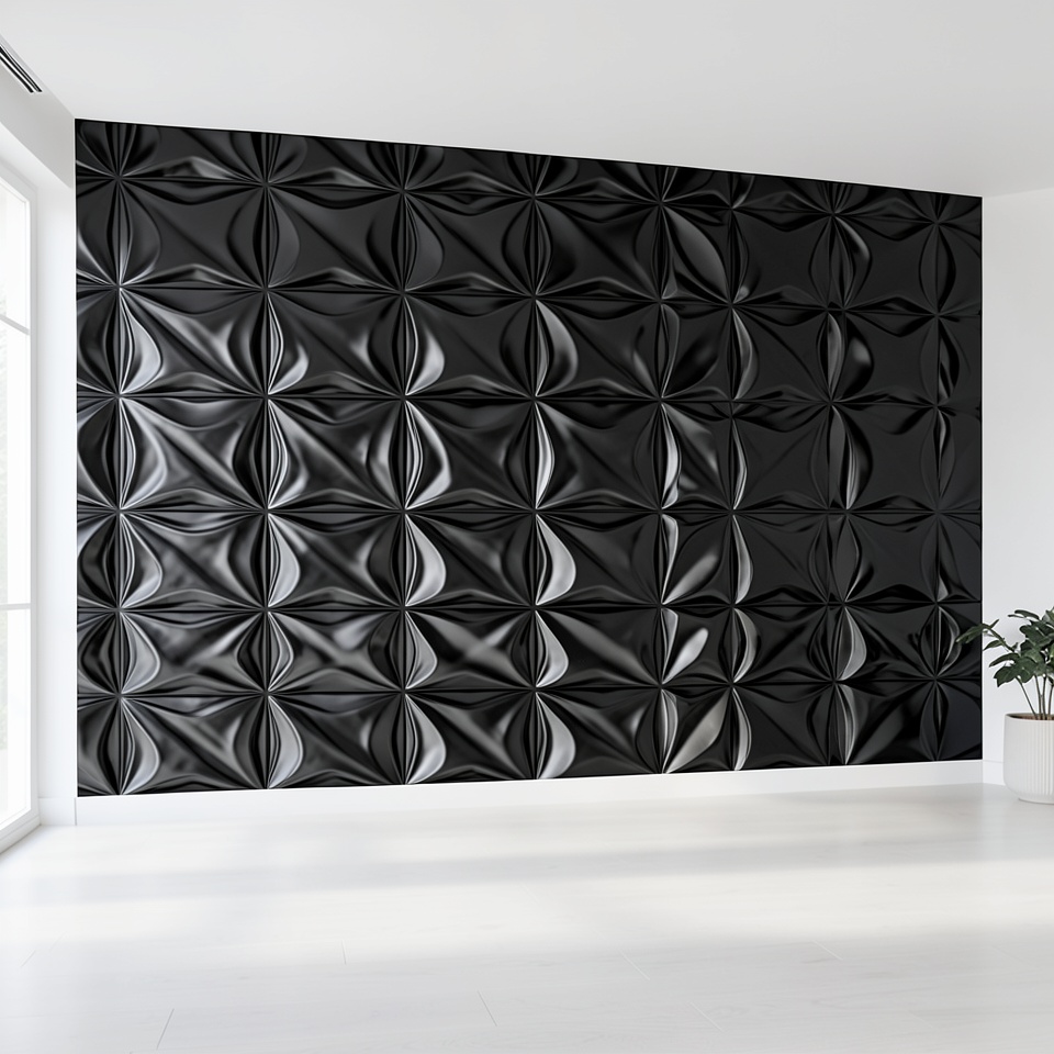 3D панель ПВХ матовый черный 300x300