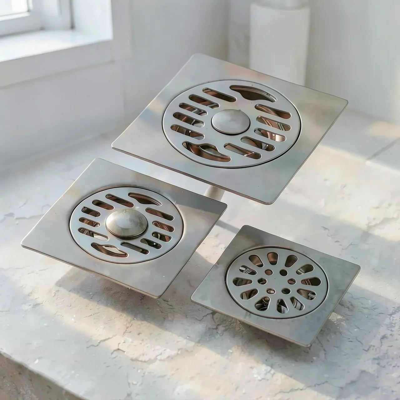 Трап душевой Yali 12x12 самозапечатывающийся сталь 201