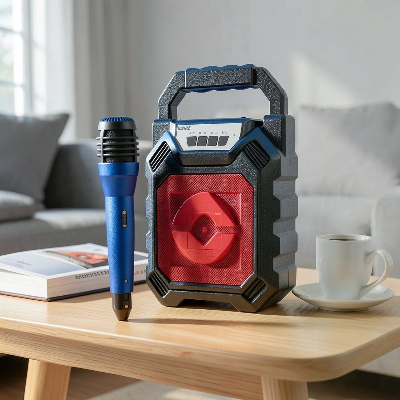 Портативная Bluetooth-колонка красная с микрофоном