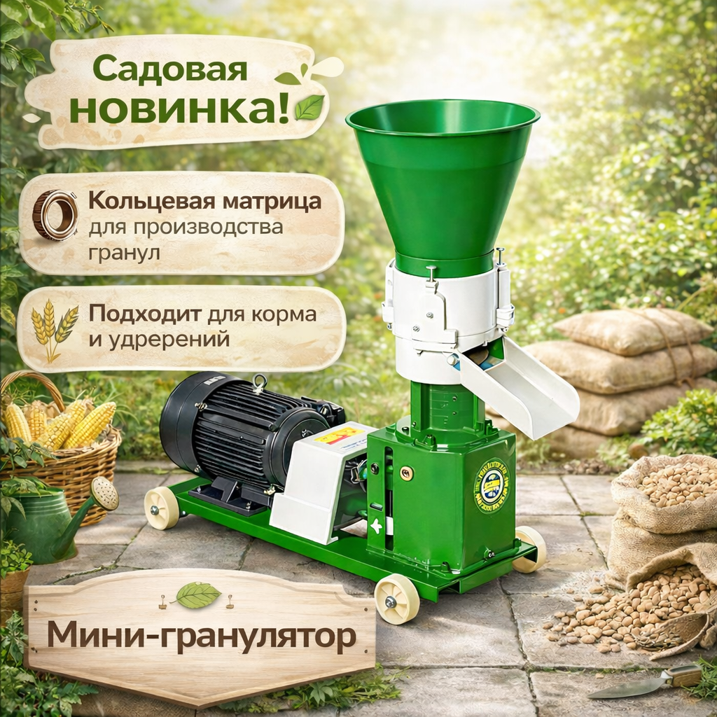 Мини-гранулятор Chengrui с кольцевой матрицей