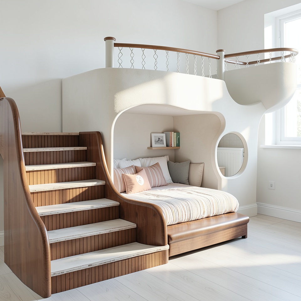 Двухъярусная кровать-чердак Puhe 1200x2000 с рисунком