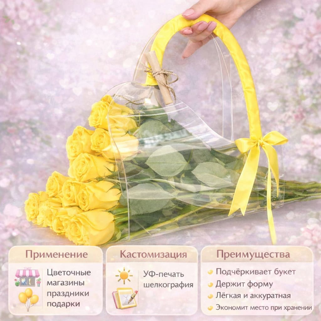 Прозрачная сумка для цветов Yuyue YY-0076