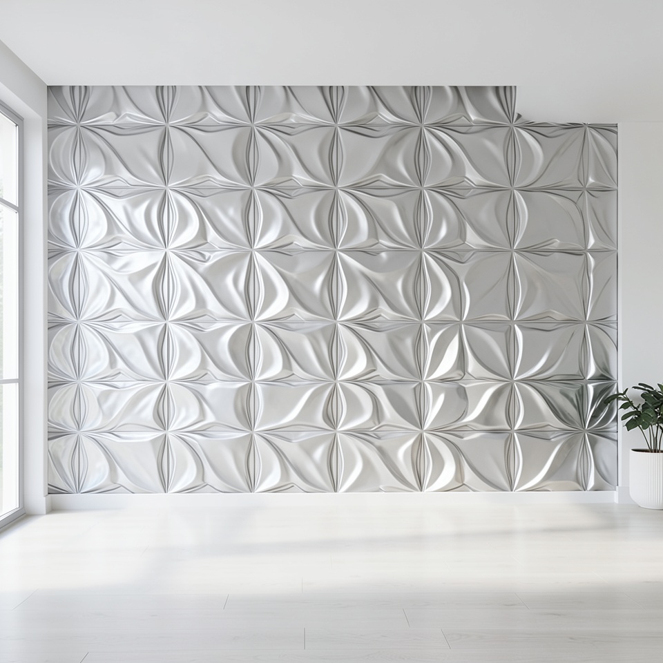 3D панель ПВХ матовое серебро 500x500
