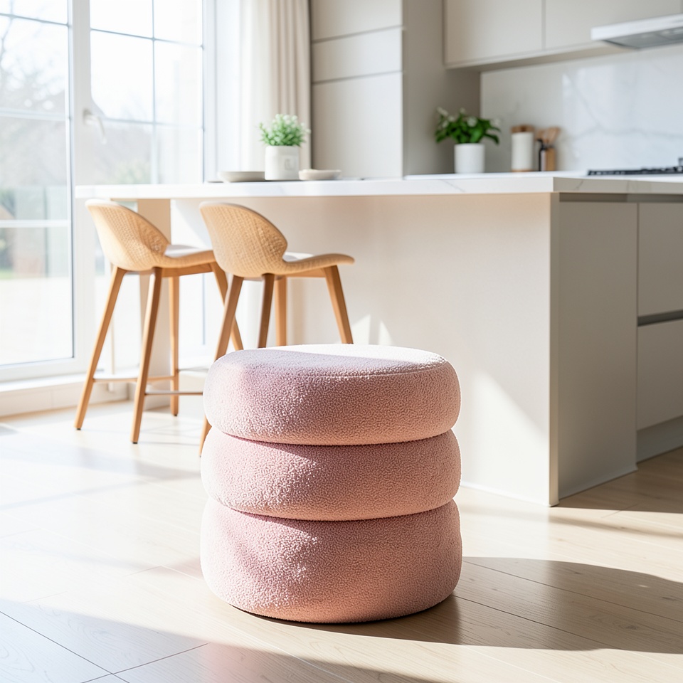 Табурет круглый розовый 4-ярусный