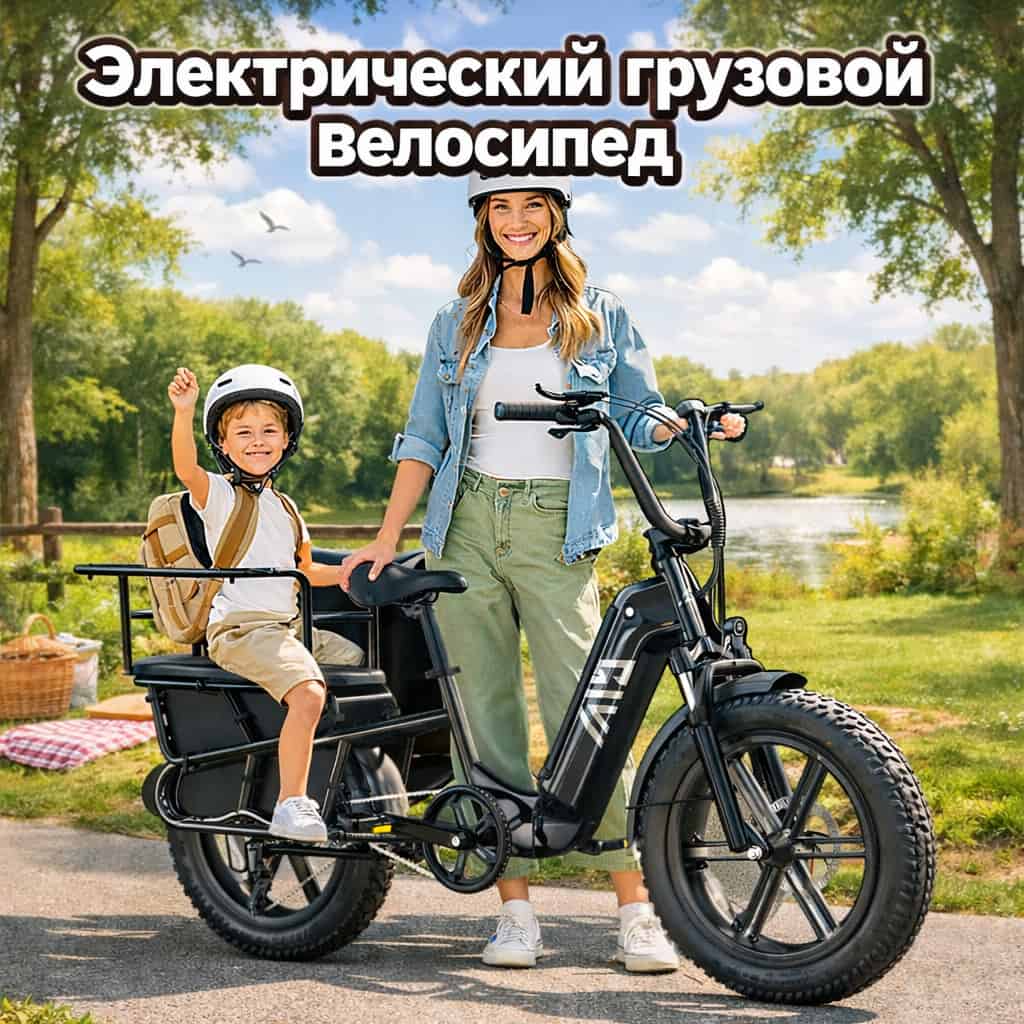 Электрический грузовой велосипед для семьи