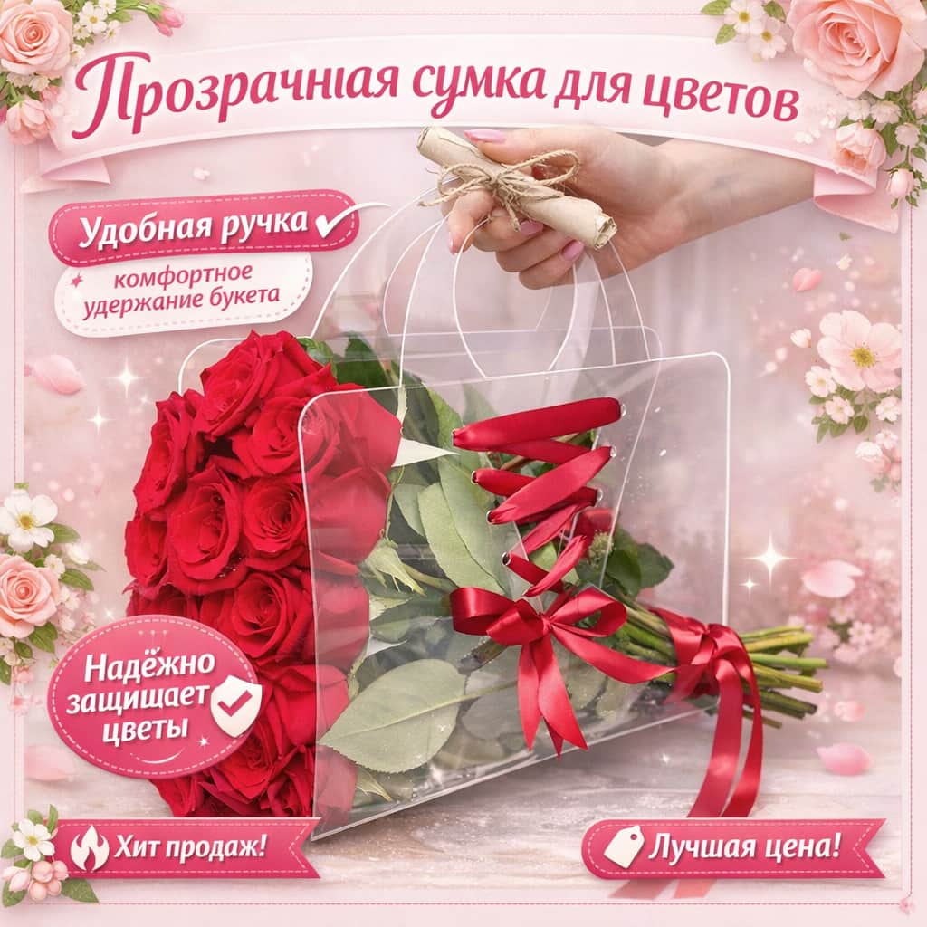 Прозрачная сумка для цветов Yuyue YY-0076