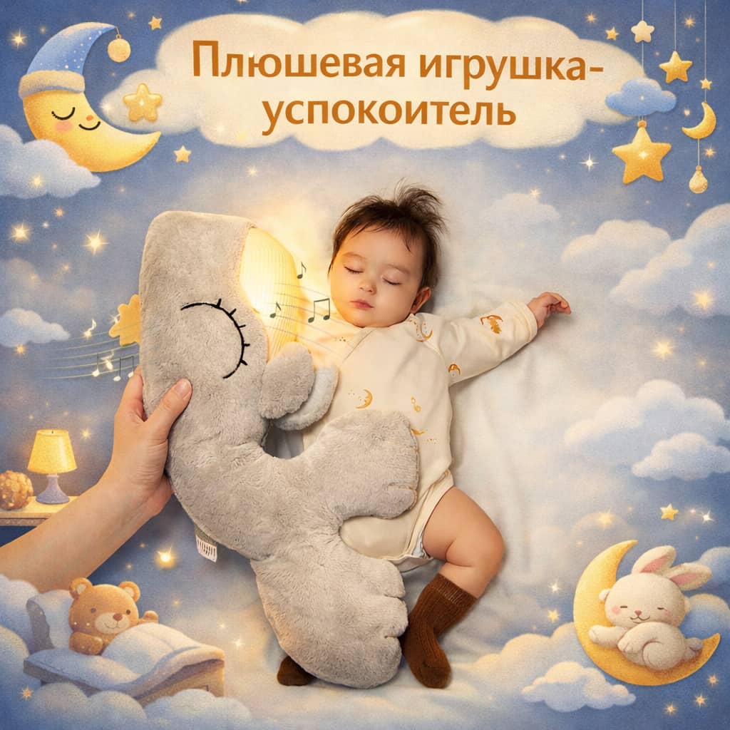 Плюшевая игрушка-успокоитель для новорождённых «Морской кит»