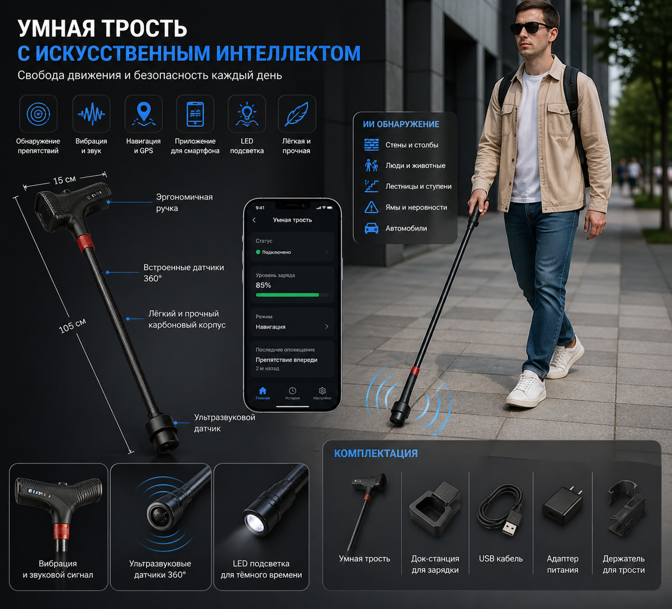 Складная трость CP344