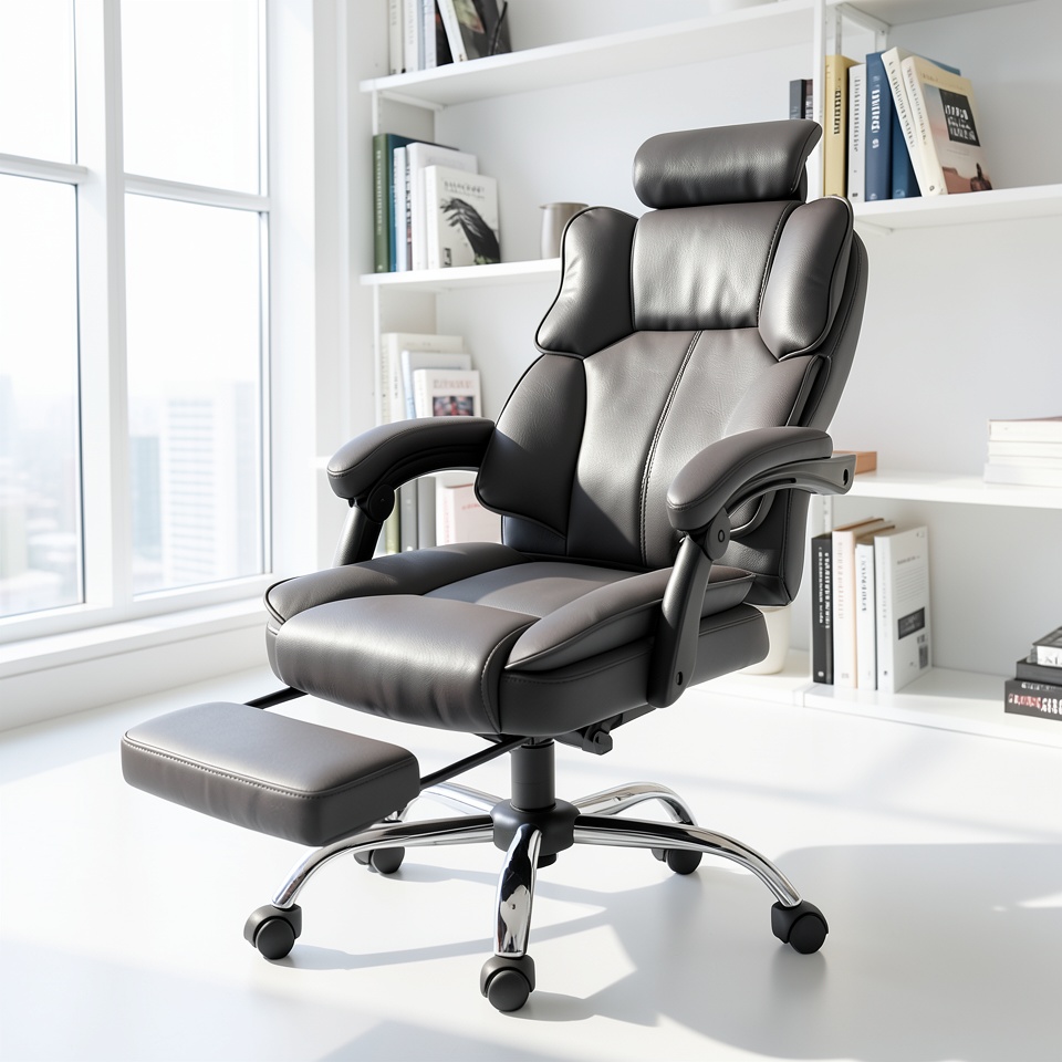 Ergonomic computer chair that can be raised and lowered, office chair that is comfortable for prolonged sitting, backrest chair, Dole Dule brand leather chair with foot pedals