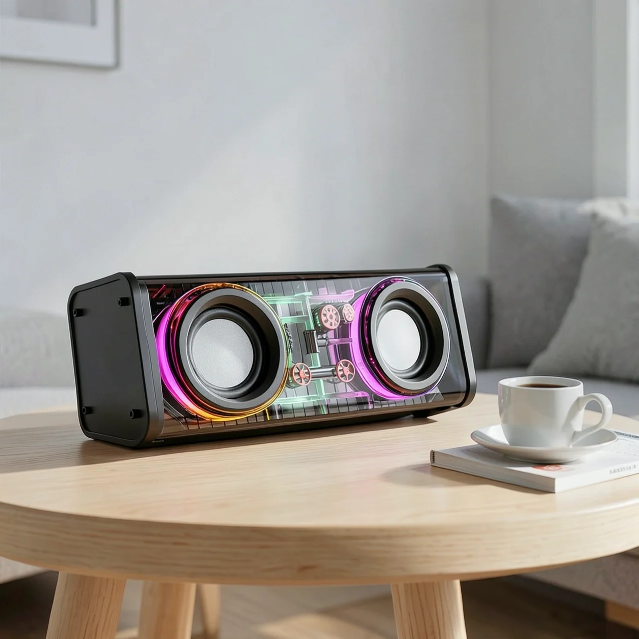 Колонка Bluetooth V8 белый прозрачный