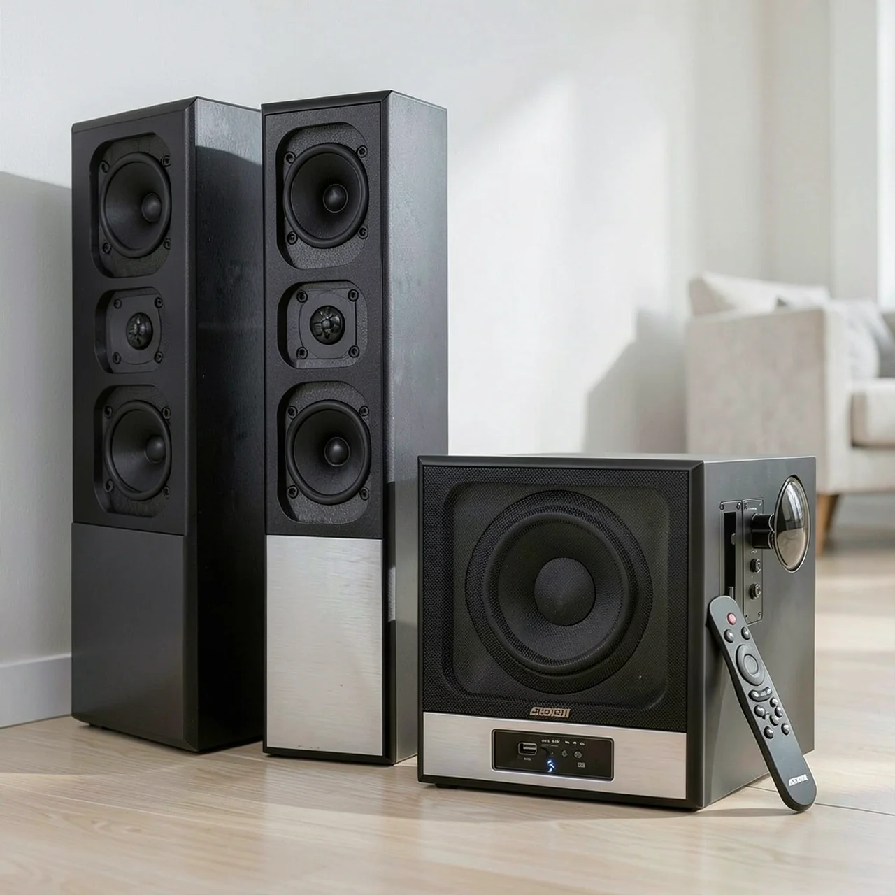 Акустическая система Sansui с двумя беспроводными микрофонами