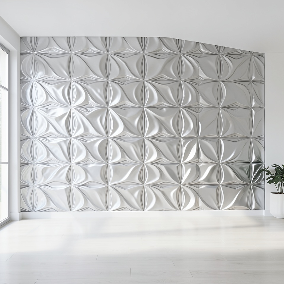 3D панель ПВХ матовое серебро 300x300