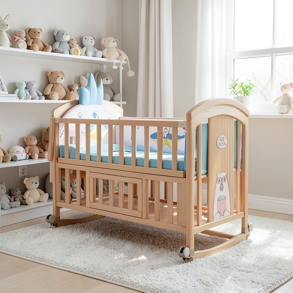Детская кроватка Betami 107A розовый океан с сеткой