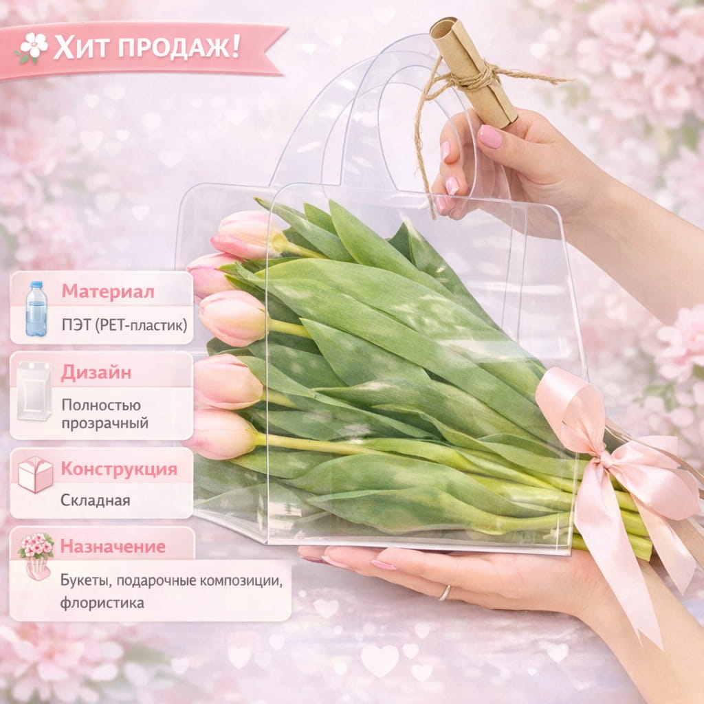 Прозрачная сумка для цветов Yuyue YY-0076