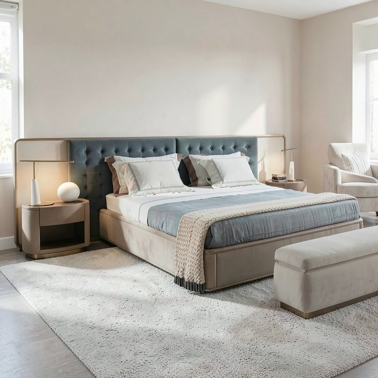 Кровать с мягким изголовьем 1800x2000 напапин