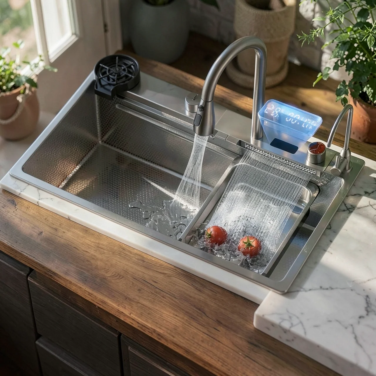 Feiyu Waterfall Kitchen Parue Basin Большой один резервуар, оборудованный 304 раковина из нержавеющей стали, промывочный бак, пруд, пруд, пруд