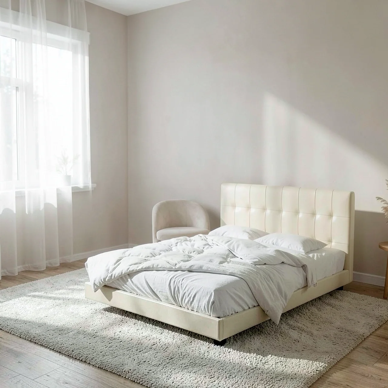 Кровать двуспальная Sufanhome кожа белая