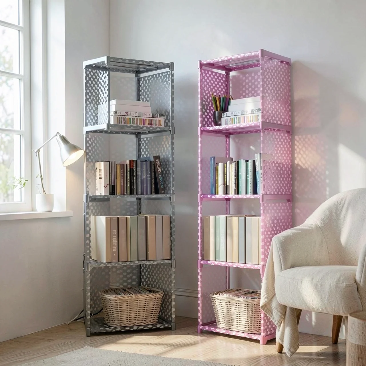 Стеллаж Simple Bookshelf 3 ячейки серебристо-серый