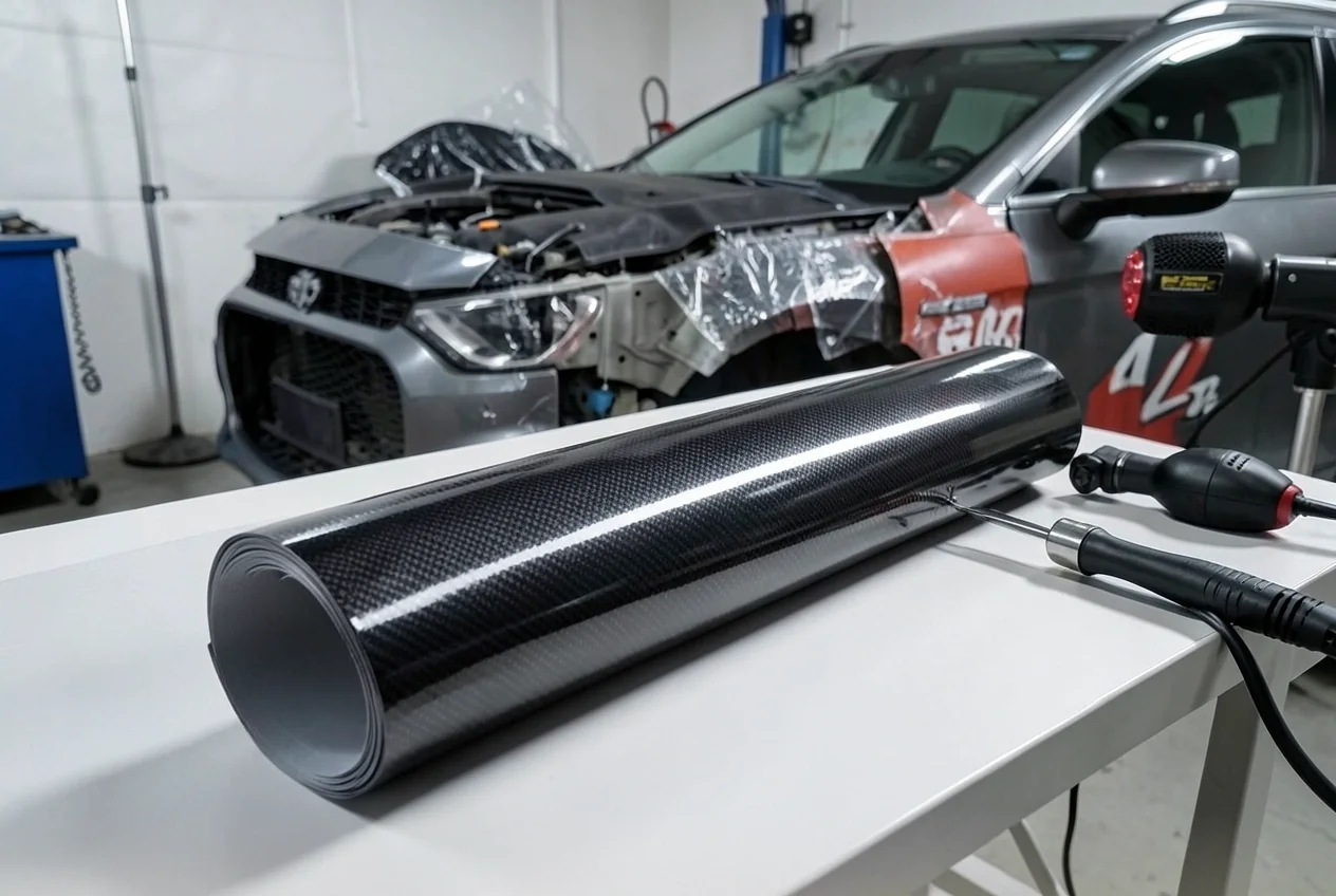 Пленка углеродная черная глянцевая 50x152