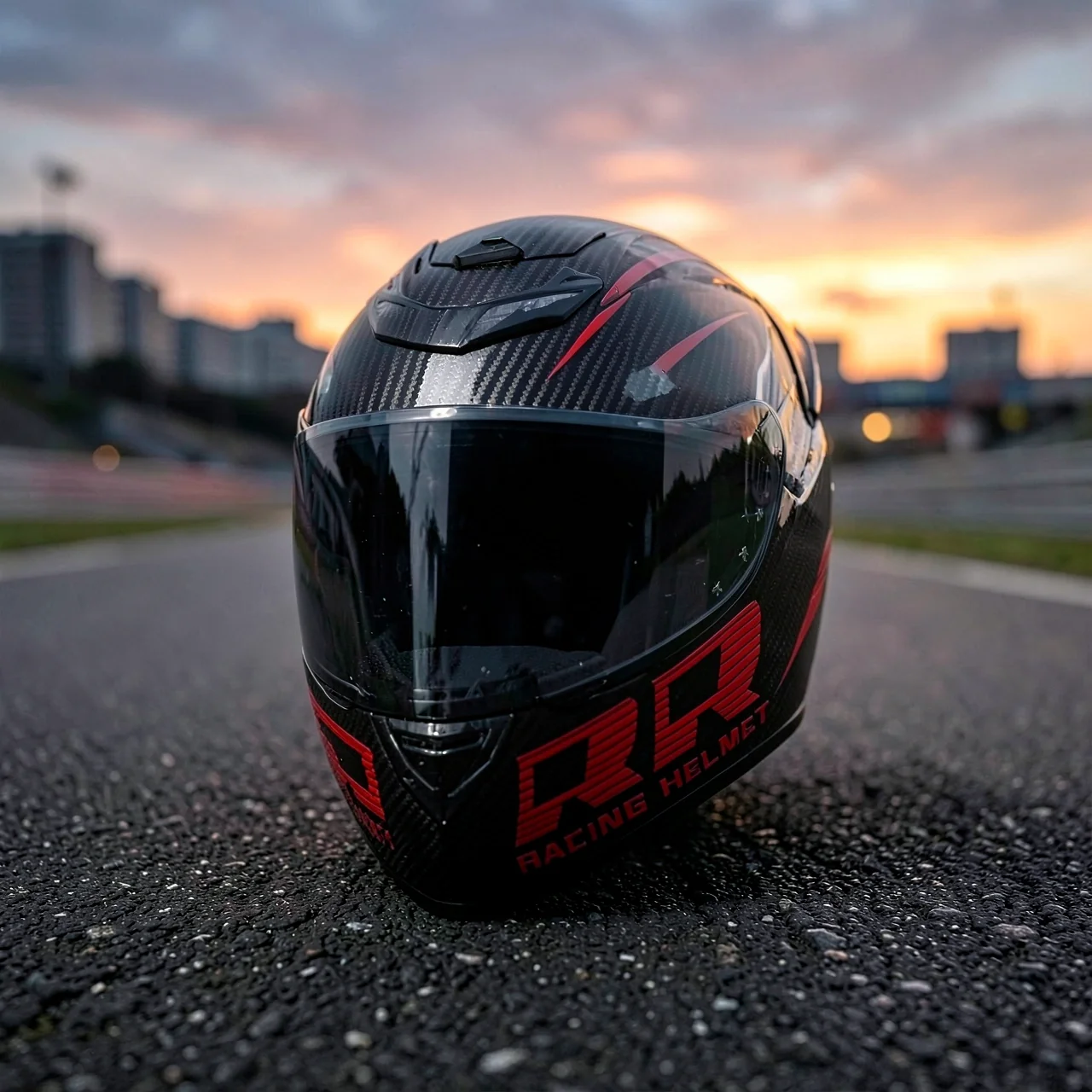 Мотоциклетный шлем QKE RR Racing Черно-красный Double R