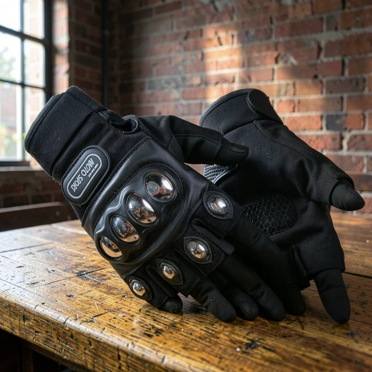 Защитные перчатки Moto Sport черные с обрезанными пальцами