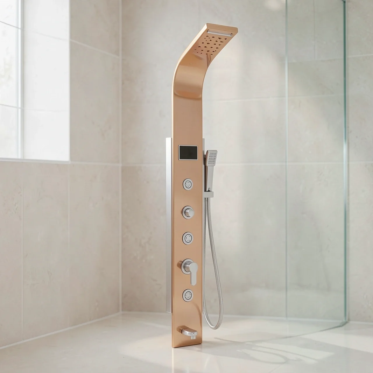 Душевая панель Nuugr J-03 Rose Gold с LED-дисплеем