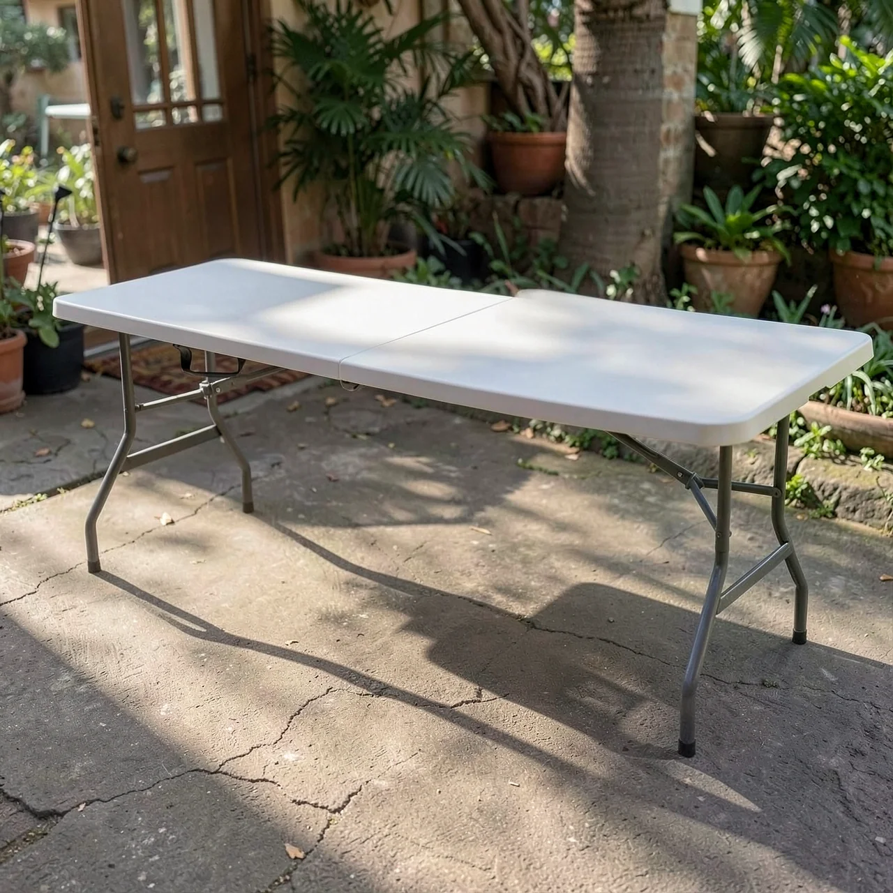 Стол складной уличный HDPE белый 150x70x74