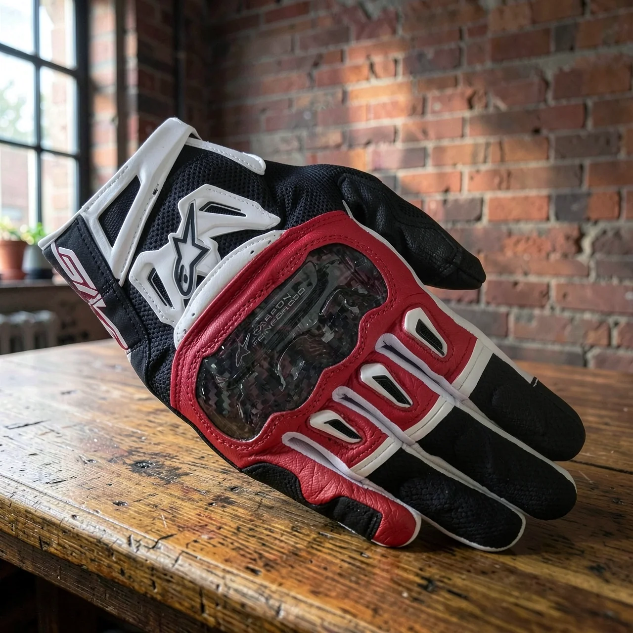 Мотоперчатки Alpinestars SMX-2 Air Carbon V2 черно-красно-белые S