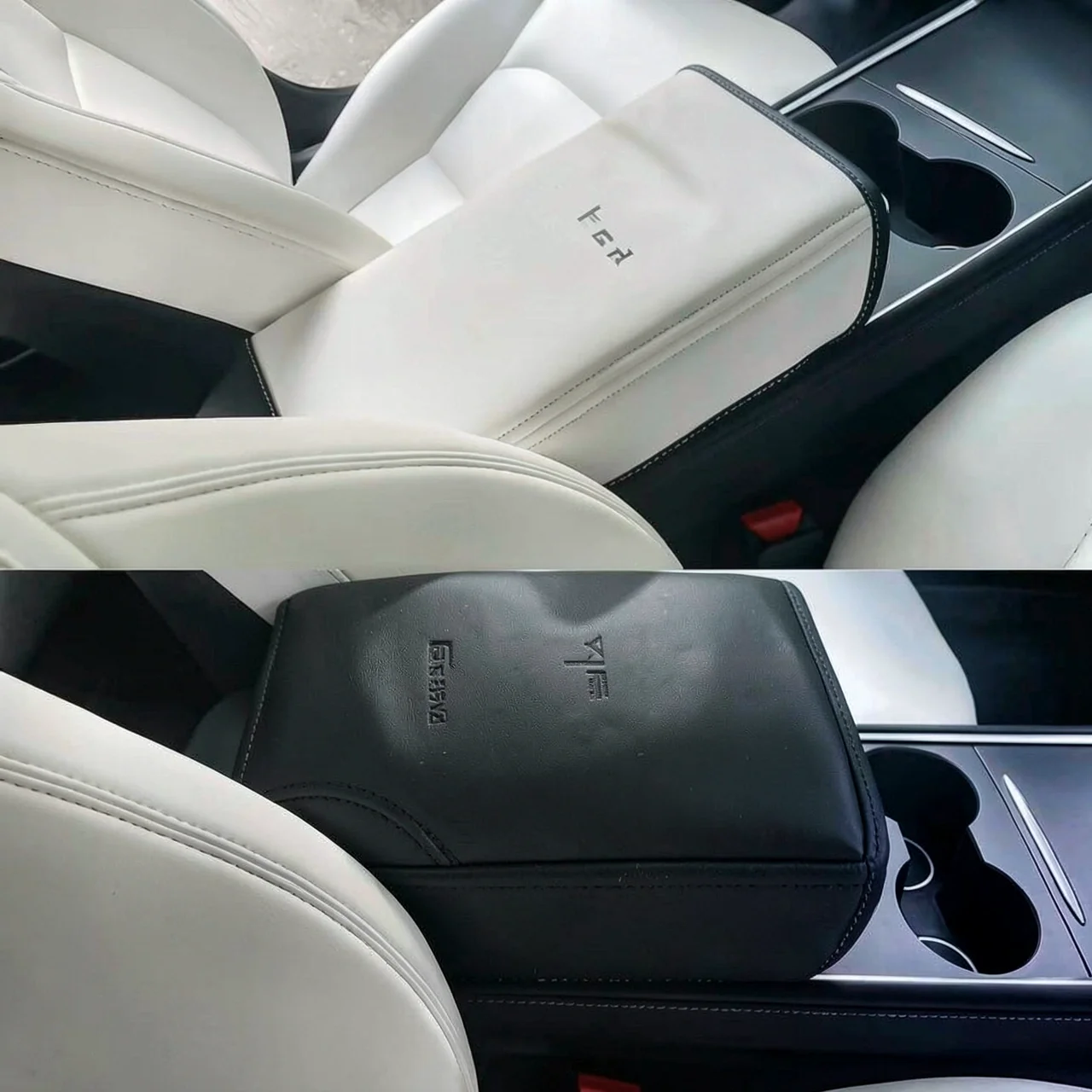 Чехол на подлокотник Tesla кожаный черный