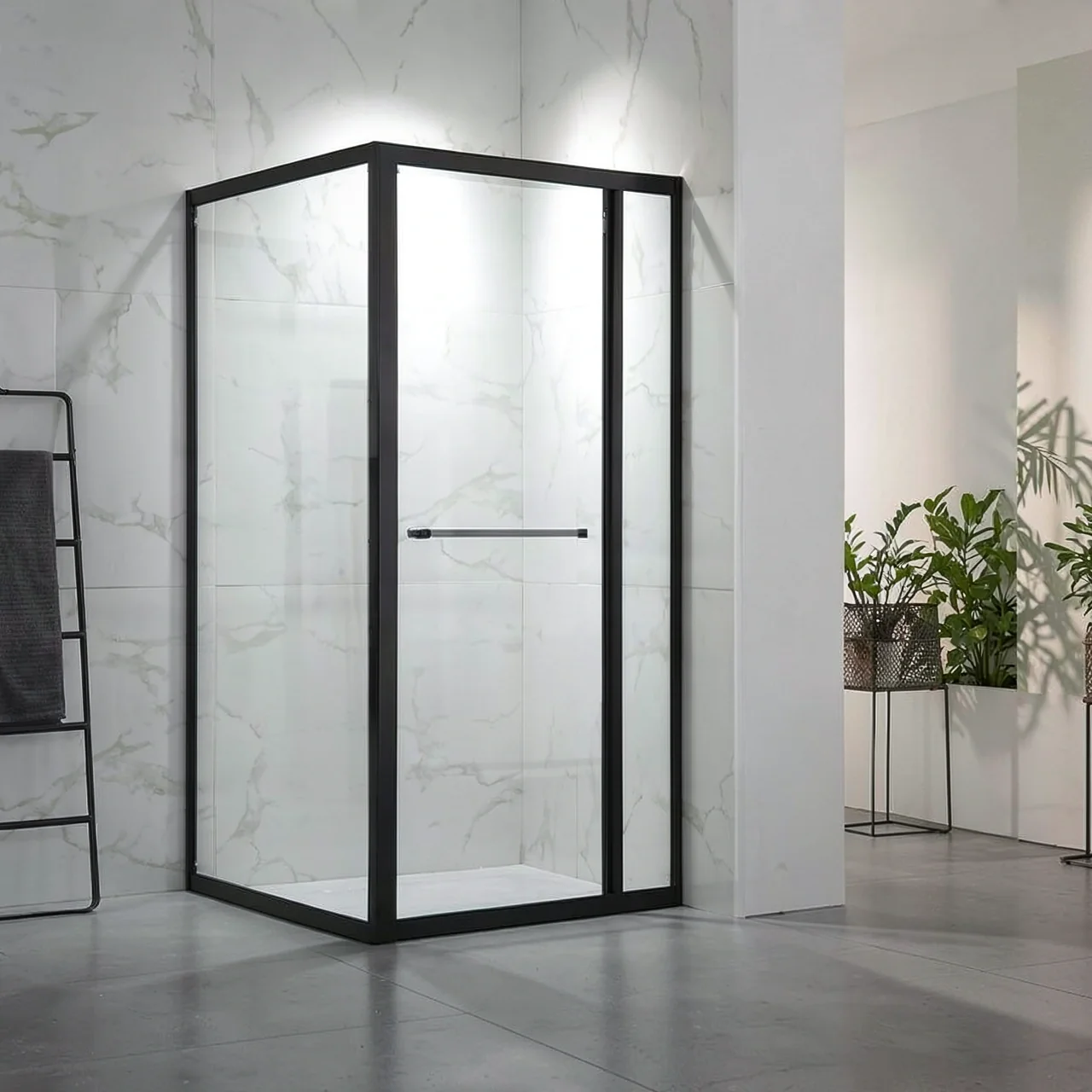 Душевая перегородка раздвижная стеклянная New Eagle Bathroom L-тип