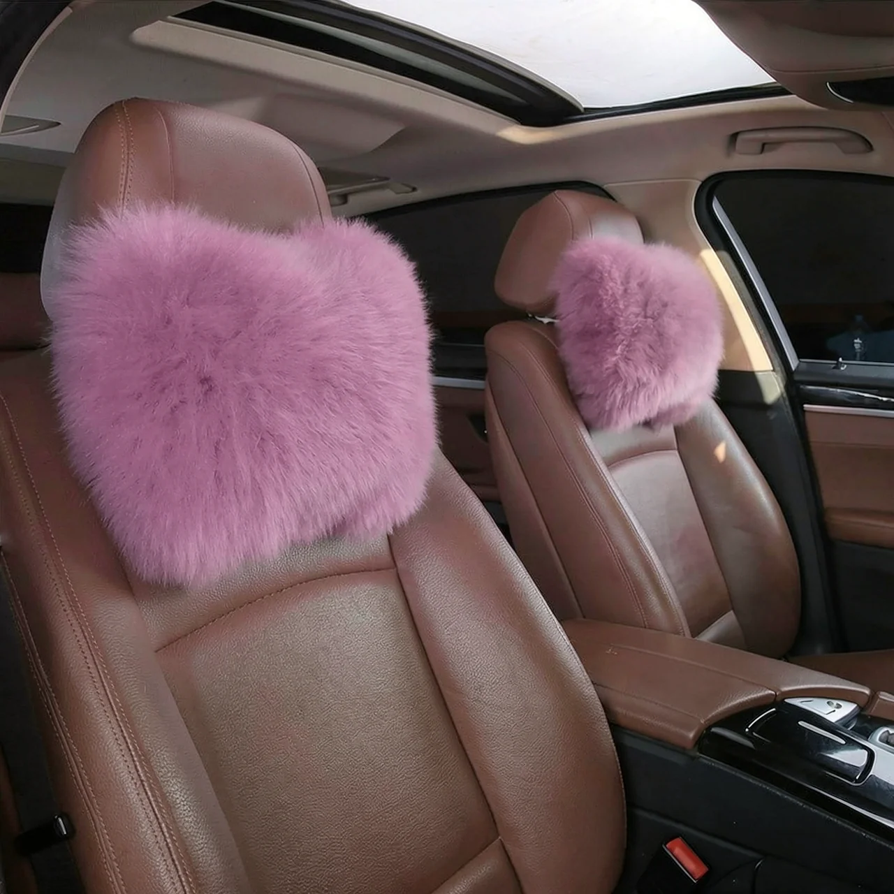 Автомобильная подушка под голову из австралийской шерсти, цвет корейский розовый