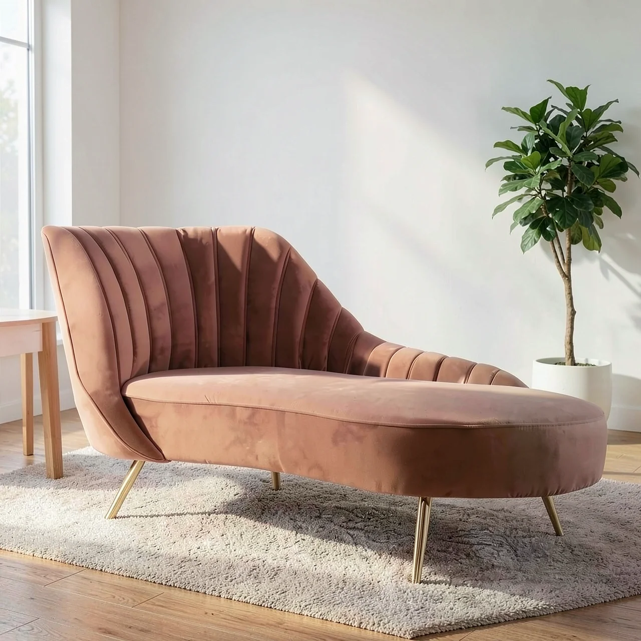Диван-шезлонг розовый правый