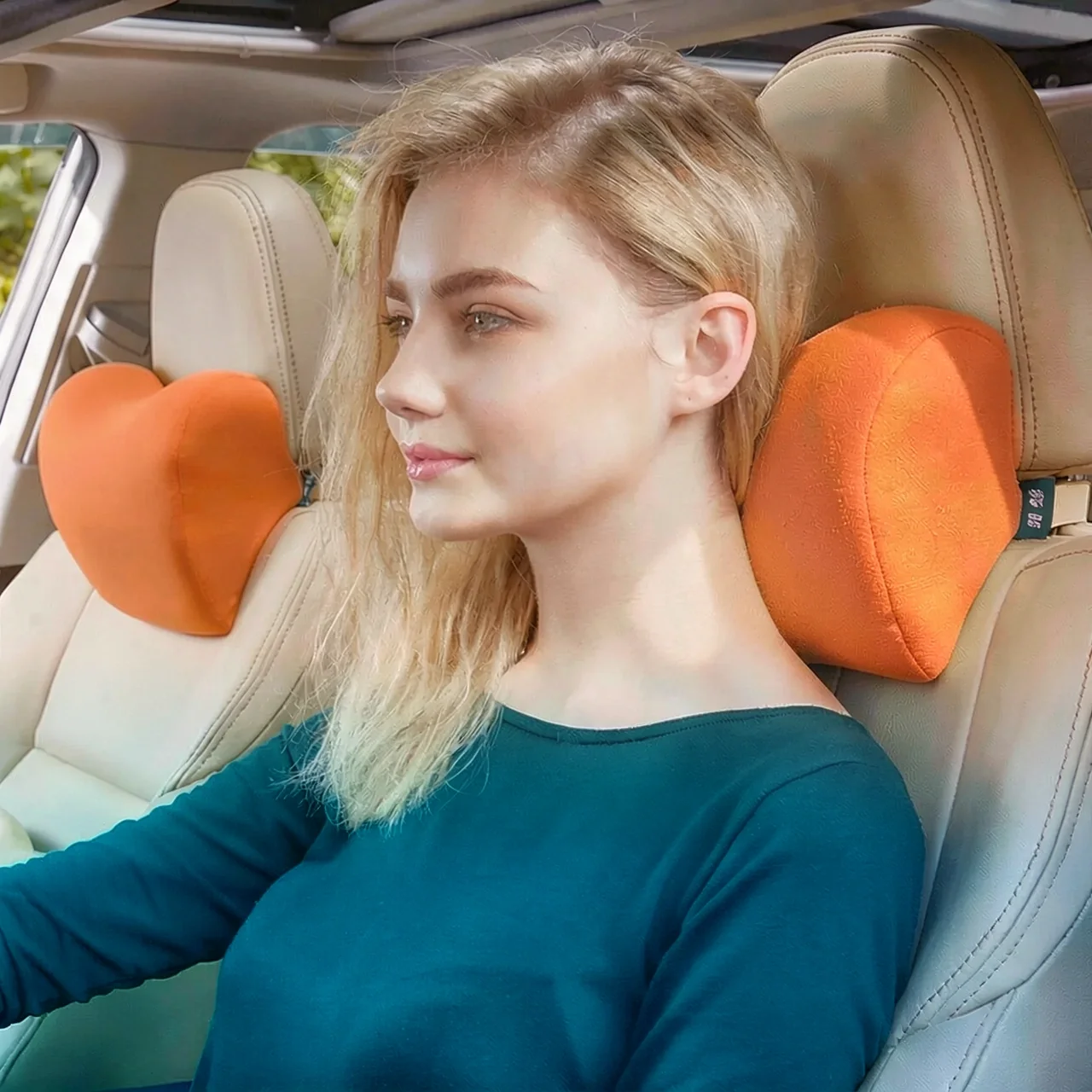 Автомобильная подушка под шею оранжевая