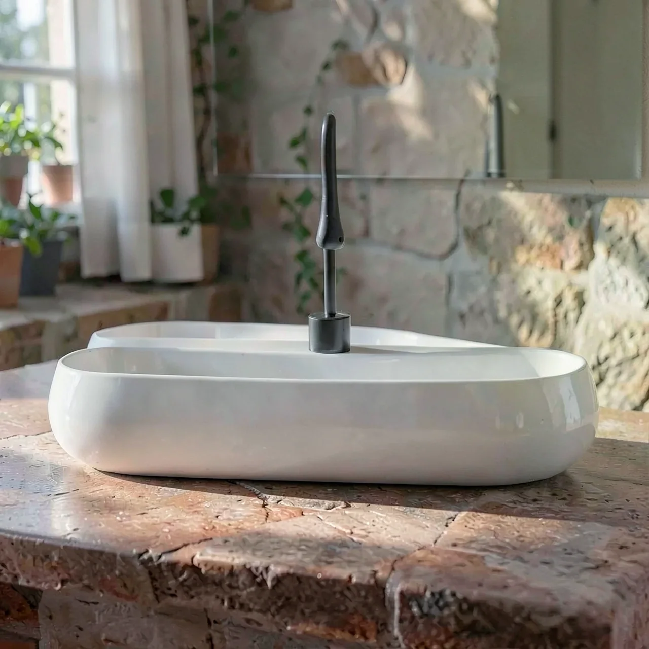 Раковина Soap TO720 белая с серебряным краном