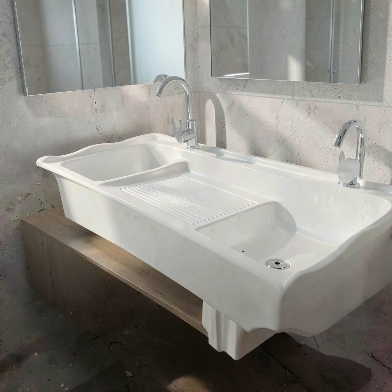 Раковина кварцевая белая 80x58 резной край