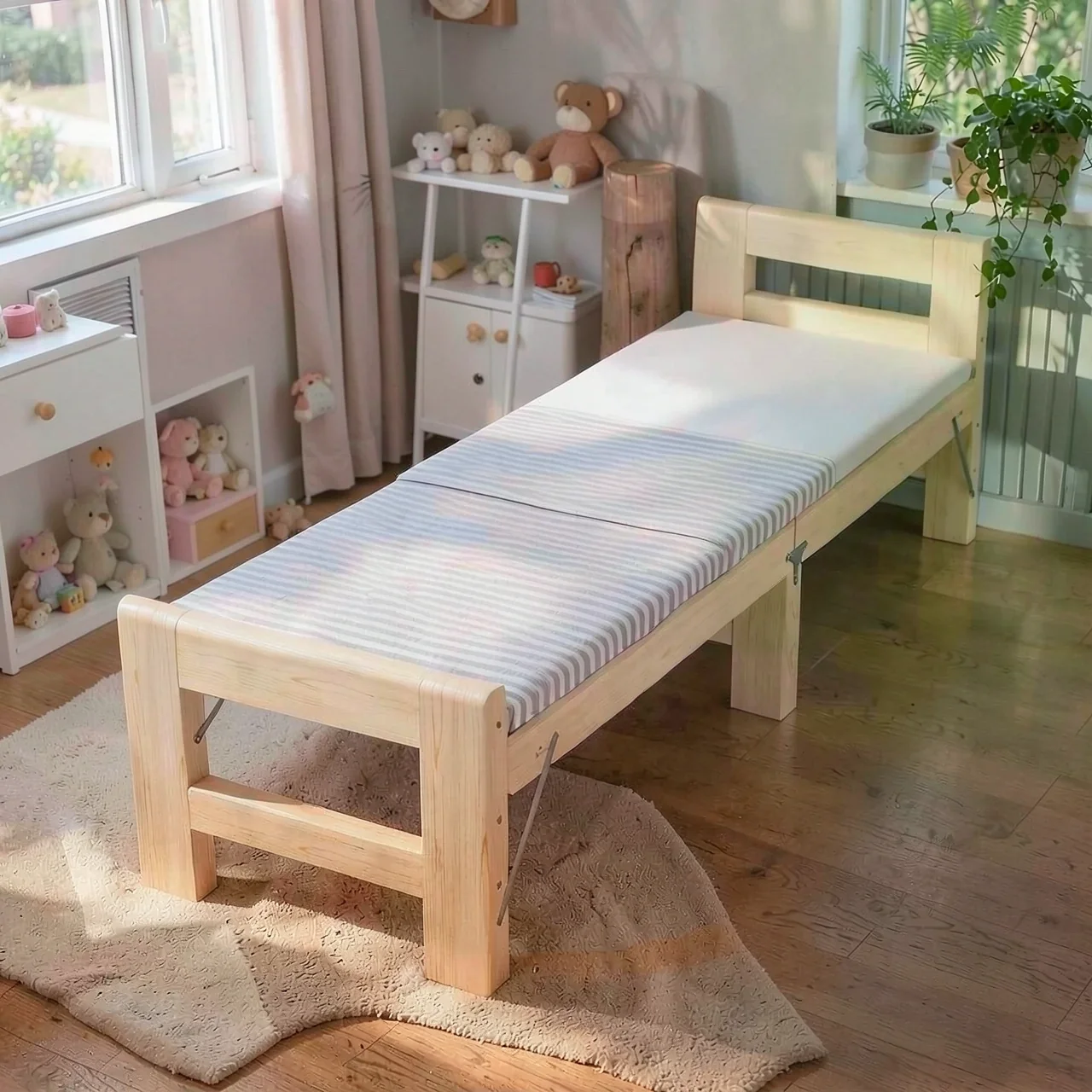 Кроватка складная 200x100 см с двусторонним бортиком и матрасом