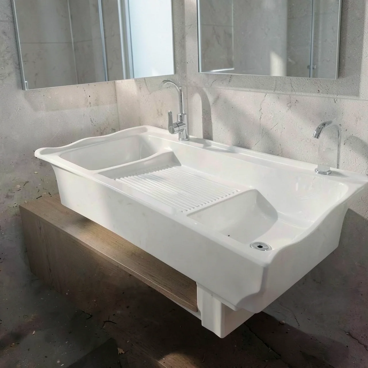 Раковина кварцевая белая 75x58 плоский край
