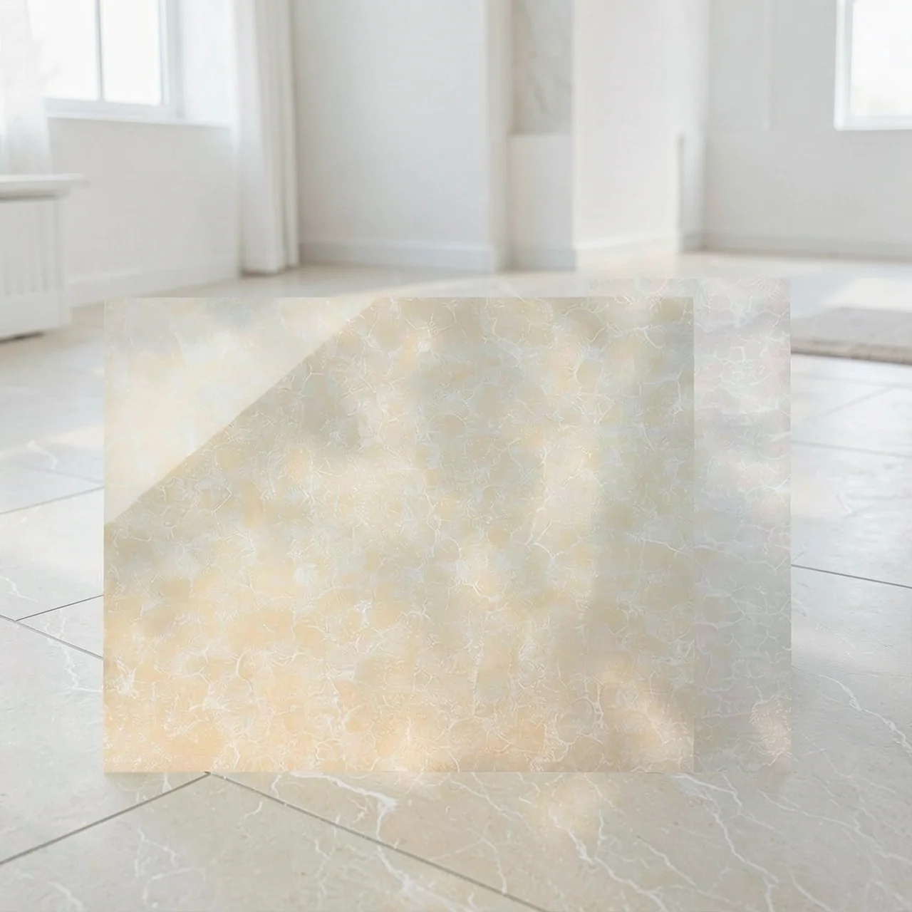 Плитка поликристаллическая белая под дерево 600x600x8
