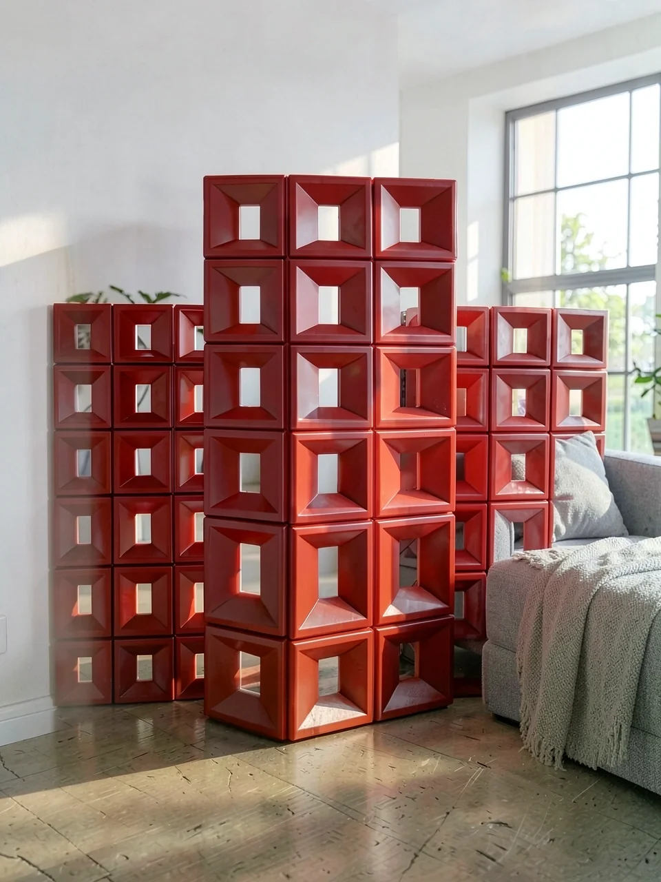 Стеновая панель Jiu Ju дворцовый красный PU двусторонняя 60x120