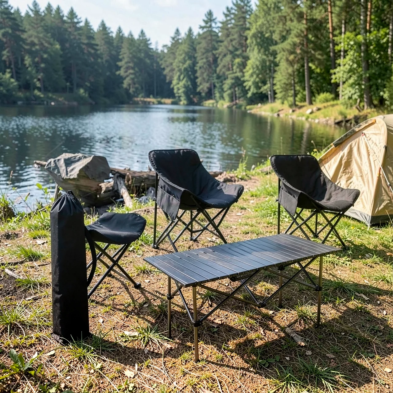Набор: стол 120см черный и 4 кресла черных