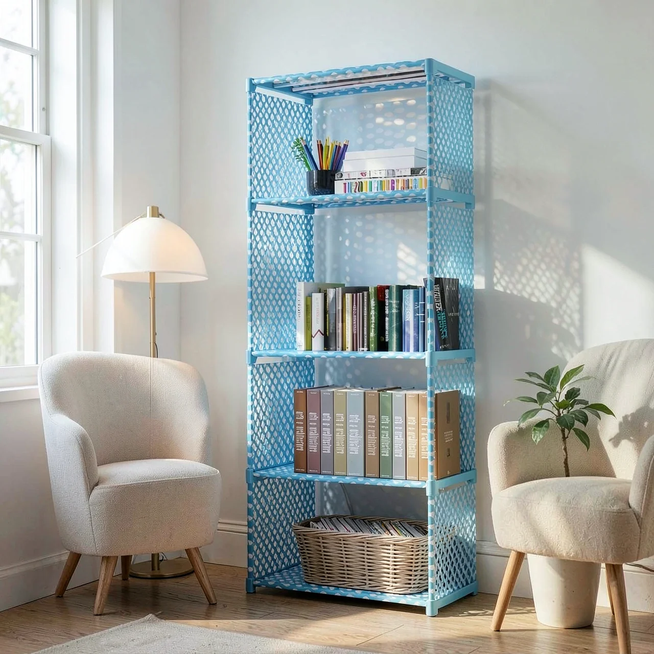Стеллаж Simple Bookshelf 4 ячейки голубой