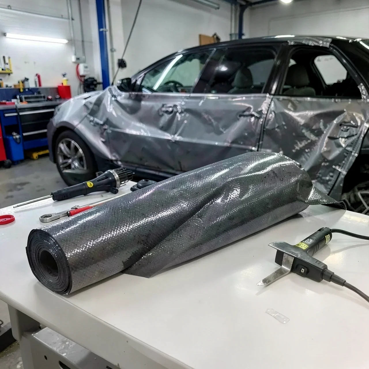Наклейка углерод 6D белая 50x150