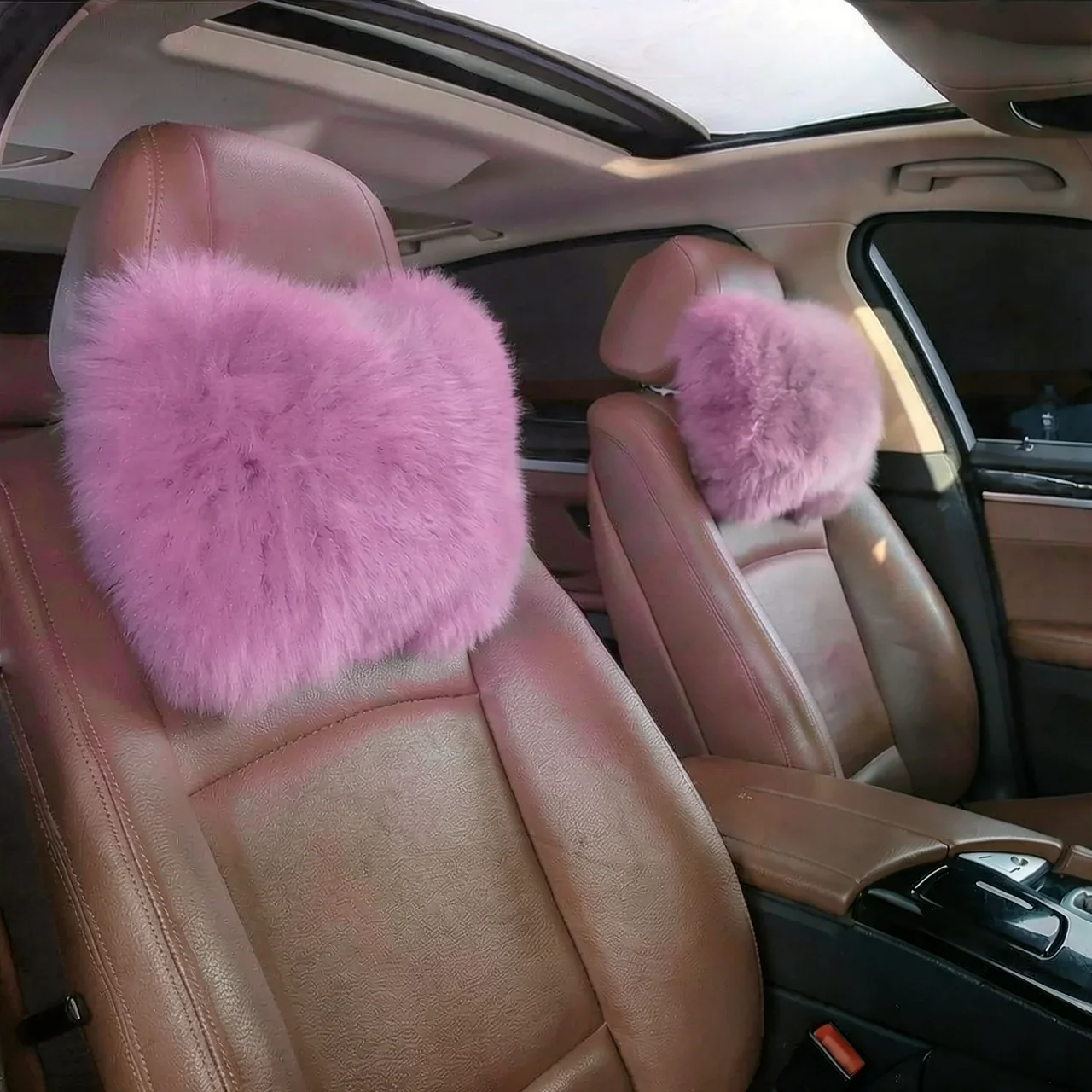 Автомобильная подушка под голову из австралийской шерсти, цвет сиреневый