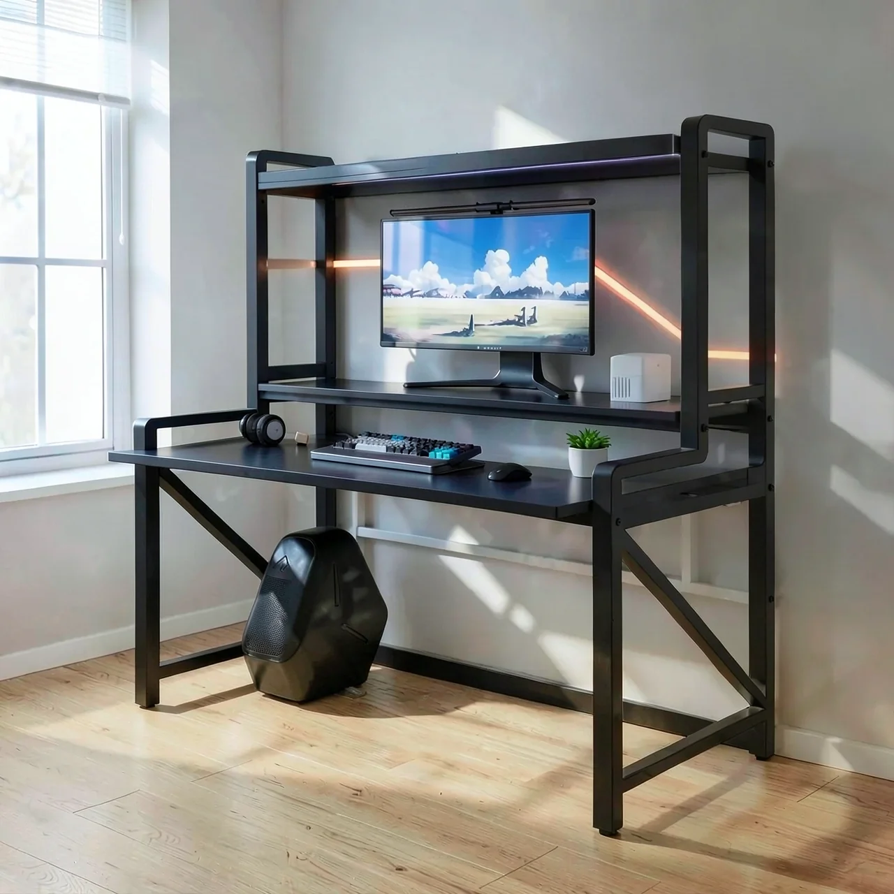 Стол игровой черный двухслойный 120x60
