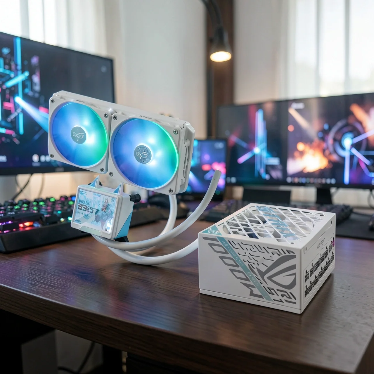 СЖО ASUS ROG Strix Ryujin II 360 ARGB LCD белая и БП Platinum 1000W белый