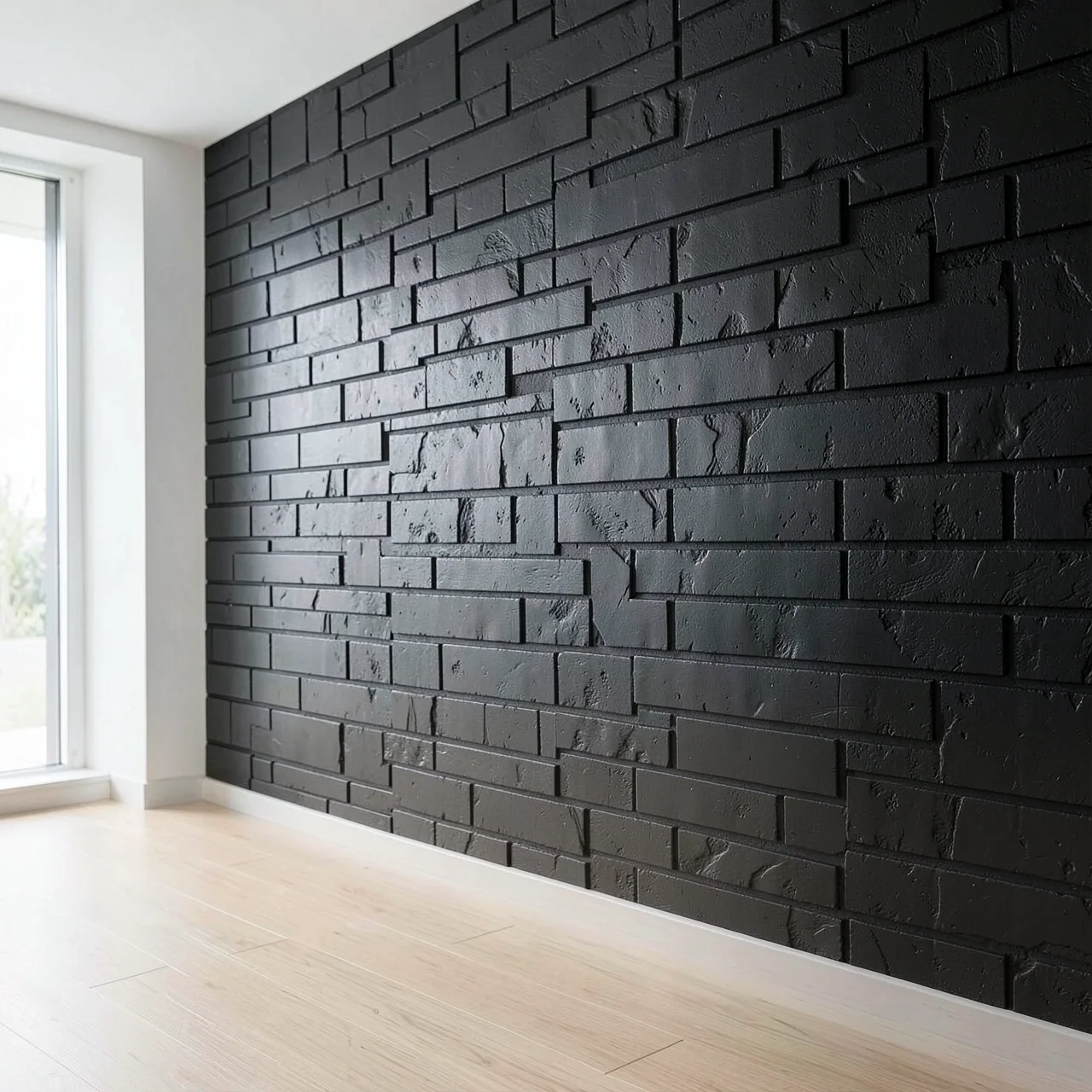 Панель ПВХ кирпич черный 1м