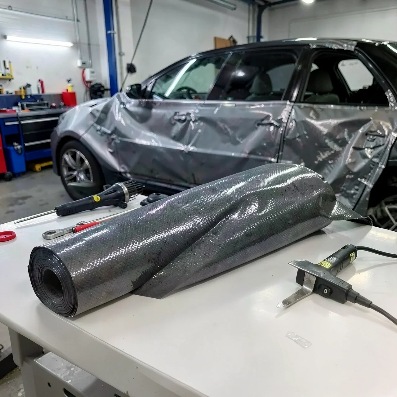 Наклейка углерод 6D белая 30x100