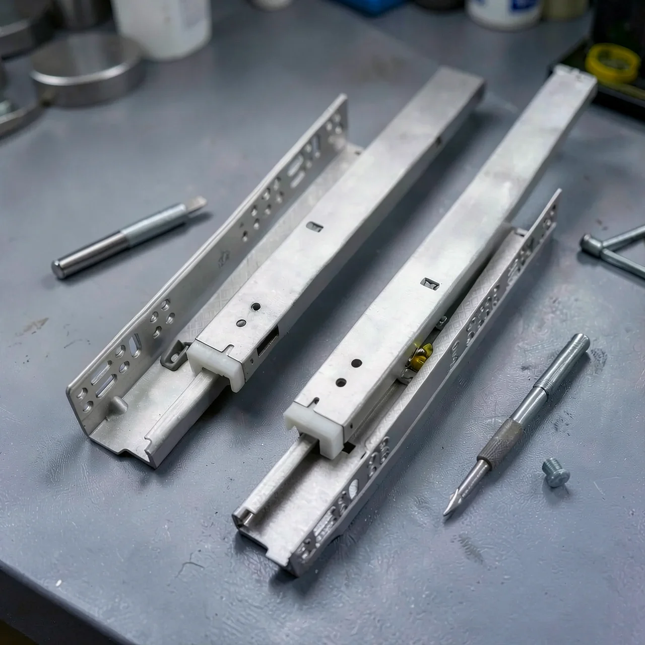 Направляющая скрытого монтажа двухсекционная 550 мм