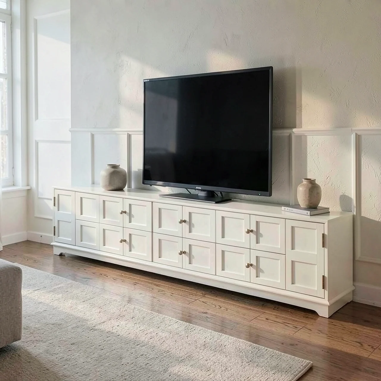 Телевизионный шкаф из белого ясеня 187x42x49