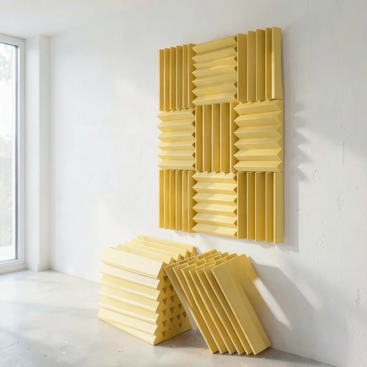 Панель акустическая желтая огнестойкая 50x50x2.5 с клеем